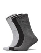 Puma Crew Sock Stripe 3P Sport Socks Regular Socks Grey PUMA