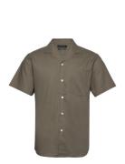 Clean Cut Copenhagen Bowling Cotton Linen Shirt S/S Khaki Green