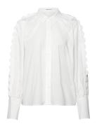 Sandra Scallop Blouse Tops Blouses Long-sleeved White DESIGNERS, REMIX