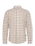 Cfanton 0053 Ls Bd Check Linen Mix Tops Shirts Casual Beige Casual Fri...