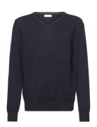 V-Neck Sweater Tops Knitwear Pullovers Navy Mango