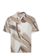 Jjjeff Abstract Print Resort Shirt Ss Tops Shirts Short-sleeved Beige ...