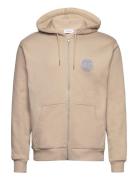 Les Deux Globe Zipper Hoodie Beige