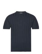 Lindbergh Knitted Crew Neck T-Shirt Marinblå