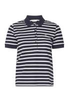 GANT Slim Striped Shield Ss Pique Polo Marinblå