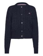 Tjw Badge Cable Cardigan Tops Knitwear Cardigans Navy Tommy Jeans