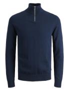 Jack & J S Jjeemil Knit Half Zip Noos Marinblå