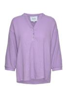 Hemma 3/4 Sleeve Blouse 1 Tops Blouses Short-sleeved Purple Minus