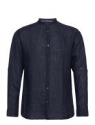 Selected Homme Slhregkylian-Linen Shirt Ls Band Marinblå