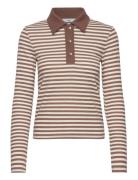 Button-Down Collar Polo Shirt Tops T-shirts & Tops Polos Brown Mango