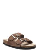 Biaolivia Sandal Suede Platta Sandaler Brown Bianco