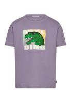 Special Artwork T-Shirt Tops T-shirts Short-sleeved Purple Tom Tailor