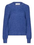 Selected Femme Slfmola Mia Ls Knit O-Neck Blå