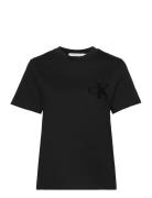 Chenille Ck Relaxed Tee Tops T-shirts & Tops Short-sleeved Black Calvi...