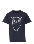 Knowledge Cotton Apparel Regular Big Owl T-Shirt - Gots/Vega Svart