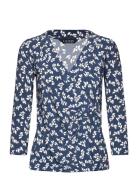 Lauren Ralph Lauren Floral Stretch Jersey Top Blå