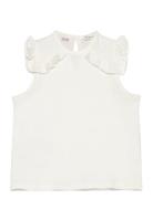 Mango Frills Cotton T-Shirt Vit