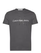 Seasonal Monologo Tee Tops T-shirts Short-sleeved Grey Calvin Klein Je...