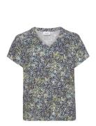 Fransa Curve Fpfloral Tee 1 Marinblå