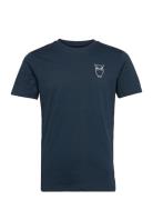 Owl Chest Tee - Gots/Vegan Tops T-shirts Short-sleeved Navy Knowledge ...