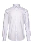 Poplin Square Print Slim Shirt Tops Shirts Business White Calvin Klein