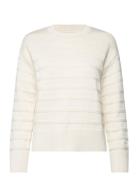 GANT Tonal Striped Cotton C-Neck Kräm