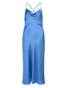 Objsateen S/L Midi Dress A Fair Div Maxiklänning Festklänning Blue Obj...