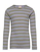 T-Shirt L/S Modal Double Striped Tops T-shirts Long-sleeved T-shirts M...