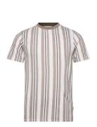 Lindbergh Towel Striped O-Neck Tee S/S Beige