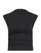 Soft Touch Funnel Neck Top Tops T-shirts & Tops Sleeveless Black Gina ...