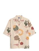 Jorjeff Gallery Aop Resort Shirt Ss Smu Tops Shirts Short-sleeved Beig...