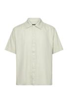 Wbbanks Linen Shirt Designers Shirts Short-sleeved Green Woodbird