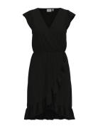 Vimo Y S/S Wrap Flounce Dress /1/Ka Kort Klänning Black Vila