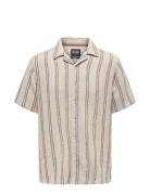 ONLY & SONS Onstrev Life Reg Struc Stripe Ss Shirt Beige