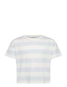 Mango Striped Cotton T-Shirt Blå