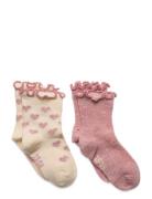 Socks W. Lettuce Hem Sockor Strumpor Pink Minymo