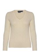 Polo Ralph Lauren Cable-Knit Cotton V-Neck Sweater Kräm