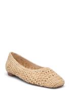 Mango Square-Toe Braided Ballet Flats Beige