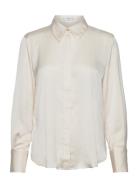 Satin Finish Flowy Shirt Tops Blouses Long-sleeved White Mango