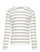 Striped Rib Longsleeve Tops T-shirts Long-sleeved T-shirts White Tom T...