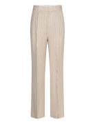 Mango Striped Suit Trousers Beige