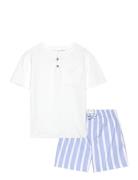 Mango Striped Cotton Short Pyjamas Blå