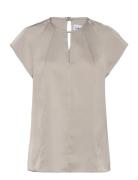 Calvin Klein Shiny Satin Ss Blouse Silver