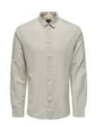 ONLY & SONS Onscaiden Life Ls Solid Linen Shirt Noos Beige