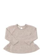 Copenhagen Colors Merino Knit Blouse With Frill Beige