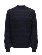 ONLY & SONS Onswade Reg 5 Struc Crew Neck Knit Marinblå