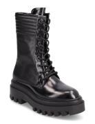 Calvin Klein Flatform Knee Boot Laceup Lth Wn Svart