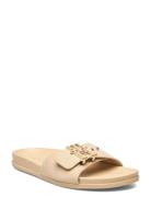 Tommy Hilfiger Th Hardware Suede Flat Sandal Kräm