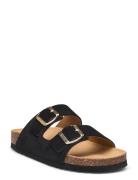 Sl Josephine Suede Black Platta Sandaler Black Scholl