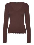 Vmevie Ls V-Neck Pullover Ga Noos Tops Knitwear Jumpers Brown Vero Mod...